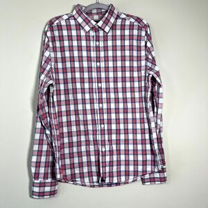 UNTUCKit Shirt Mens Medium Slim Fit Red Shepherd Check Button Up Long Sleeve